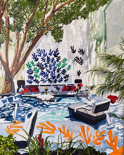 Matisse Courtyard With Orange Flowers Foreground, 2023