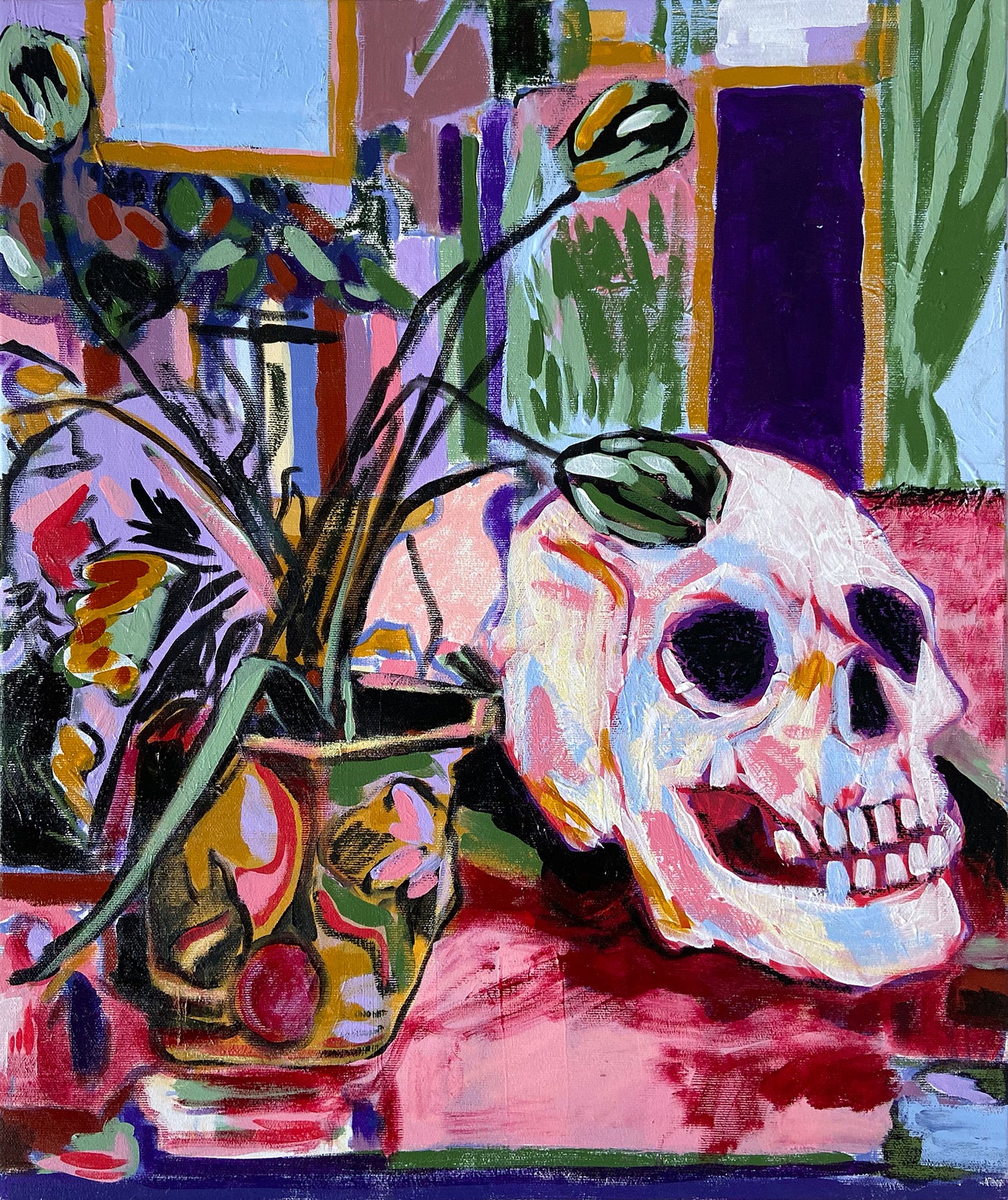 Withered Flowers and A Skull